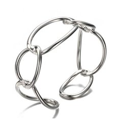 Жесткий браслет WASABI jewell, размер one size, серебристый