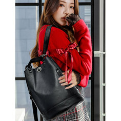 Рюкзак мессенджер , фактура гладкая, черный Guangzhou Top Quality Leather Products