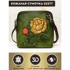 Сумка кросс-боди Dzett, фактура тиснение, зеленый, красный, бежевый