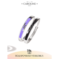 Кольцо наборное Caroline Jewelry, кристалл, эмаль, безразмерное, фиолетовый, серебряный, черный