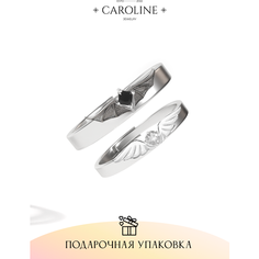 Кольцо Caroline Jewelry, кристалл, эмаль, безразмерное, белый, серебряный, черный