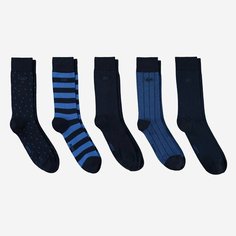 Носки LACOSTE, комплект, 5 пар, размер T6, синий/черный