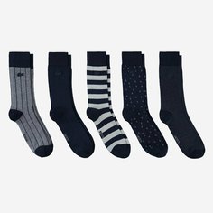 Носки LACOSTE, комплект, 5 пар, размер T6, черный, серый