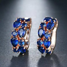 Серьги Rigant, искусственный камень, размер 20 мм, синий/золотой