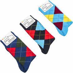 Носки ЭВРИКА подарки и удивительные вещи, комплект, 3 пары, размер 41-44, серый, голубой, желтый, красный, синий, черный