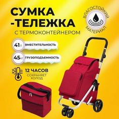 Сумка-тележка Koleso, 2 шт., 41 л, 41х95х59 см, ручная кладь, красный