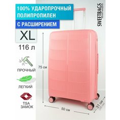 Чемодан Sweetbags, 116 л, размер XL, розовый
