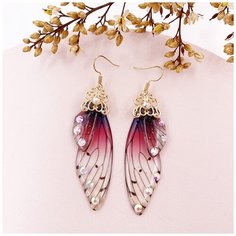 Серьги с подвесками, золотой, красный Murmure Shop