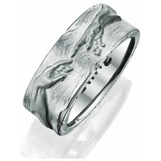 Кольцо Thing Jewelry, серебро, 925 проба, родирование, размер 20, ширина 8.5 мм, серебристый