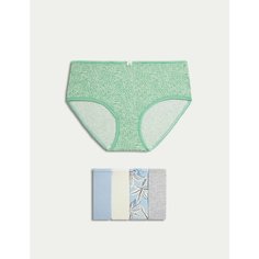 Трусы MARKS & SPENCER High Rise Shorts Dusty Blue, комплект из 5 шт., размер UK8, мультиколор
