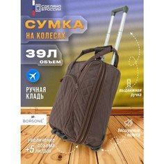 Сумка дорожная , 39 л, 29х47х25 см, ручная кладь, коричневый Meridian