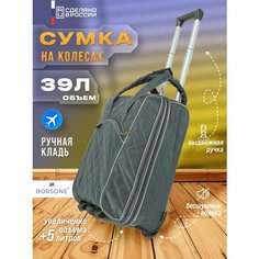 Сумка дорожная , 39 л, 29х47х25 см, ручная кладь, серый.. Meridian