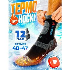 Термоноски Alaska, комплект, 12 пар, размер OneSize, черный