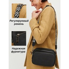 Сумка кросс-боди , фактура зернистая, черный Kanatelli