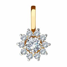 Подвеска Diamant, красное золото, 585 проба, фианит, размер 1.4 см., бесцветный
