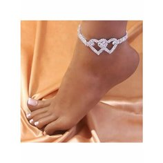 Браслет на ногу, серебристый Diamond LUX