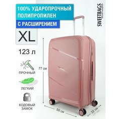 Чемодан Sweetbags, 123 л, размер XL, чайная роза