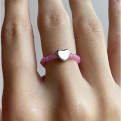 Кольцо плетеное, бисер, розовый Ulsi