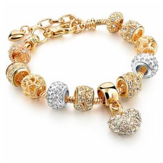 Браслет-цепочка, Swarovski Zirconia, горный хрусталь, кристалл, кристаллы Swarovski, хрусталь, циркон, размер 19 см, золотистый Нет бренда