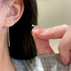 Серьги цепочки, кристалл, серебристый Top Staly