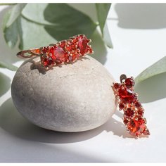 Серьги, фианит, красный Нет бренда