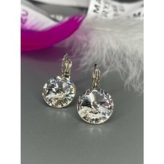 Серьги Amante crystal, кристаллы Swarovski, размер 12 мм, серебряный, бесцветный