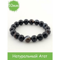 Браслет RockStore, агат, размер 18 см, размер L, черный
