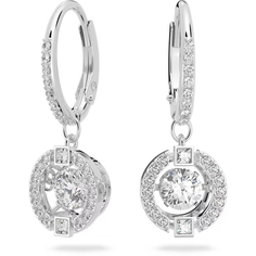 Серьги с подвесками SWAROVSKI, кристаллы Swarovski, размер 25 мм, серебряный