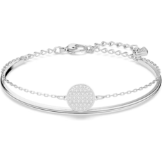 Жесткий браслет SWAROVSKI, кристаллы Swarovski, диаметр 5.9 см, белый, серебристый