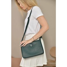 Сумка кросс-боди Polina & Eiterou, фактура зернистая, темно-зеленый