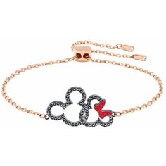 Браслет-цепочка SWAROVSKI, кристаллы Swarovski, золотистый, красный, черный