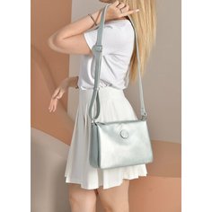 Сумка кросс-боди Polina & Eiterou, фактура зернистая, серебряный