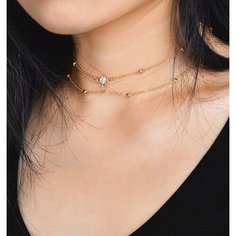 Колье Fashion jewelry, кристалл, длина 30 см, золотистый