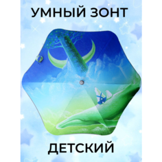 Зонт-трость Под дождем, зеленое море/голубой