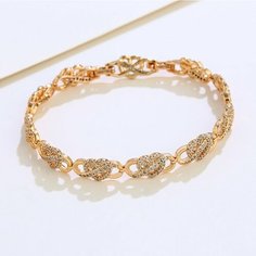 Плетеный браслет XUPING JEWELRY, циркон, размер 19 см, размер one size, золотистый