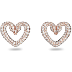 Серьги пусеты SWAROVSKI, кристаллы Swarovski, розовое золото