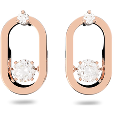 Серьги пусеты SWAROVSKI, кристаллы Swarovski, розовое золото