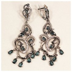 Серьги с подвесками The Jeweller, серебро, 925 проба, родирование, фианит, стекло, , серебристый