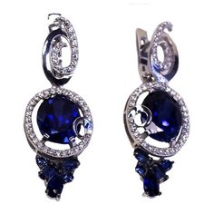 Серьги The Jeweller, серебро, 925 проба, родирование, фианит, кристалл, , серебристый/синий