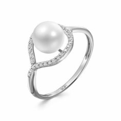 Кольцо The Jeweller, серебро, 925 проба, жемчуг, фианит, размер 18