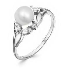 Кольцо The Jeweller, серебро, 925 проба, жемчуг, фианит, размер 17
