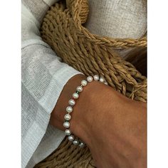 Браслет-цепочка LU Jewel, бисер, жемчуг пресноводный культивированный, 1 шт., размер 16 см, размер one size, белый