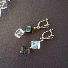 Серьги Камни Елены, горный хрусталь, раухтопаз, размер 9 мм