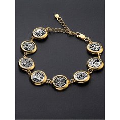 Браслет Angelskaya925, серебро, 925 проба, золочение, чернение, длина 21 см. Ангельская925
