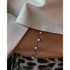 Браслет LU Jewel, серебро, 925 проба, фианит, длина 16 см., серебристый/белый
