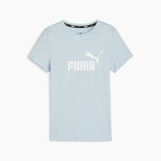 Футболка спортивная PUMA Essentials Logo Youth Tee, размер 104, turquoise surf