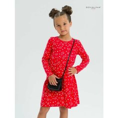Платье SOVALINA Осень-зима 2024, размер 134, сердечки на красном