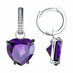 Серьги трансформеры Яхонт, серебро, 925 проба, фианит, длина 2.6 см, , фиолетовый, бесцветный
