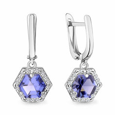 Серьги с подвесками Яхонт, серебро, 925 проба, фианит, длина 2.5 см, , бесцветный