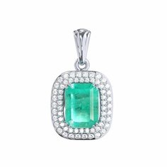 Подвеска Яхонт, серебро, 925 проба, горный хрусталь, фианит, бирюзовый, бесцветный